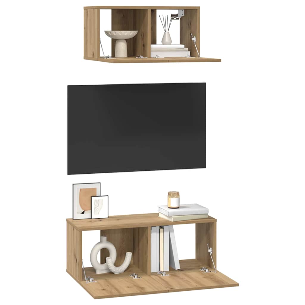 Σετ επίπλου τηλεόρασης 2 pcs Artisan Oak Επεξεργασμένο ξύλο - Pakobazaar