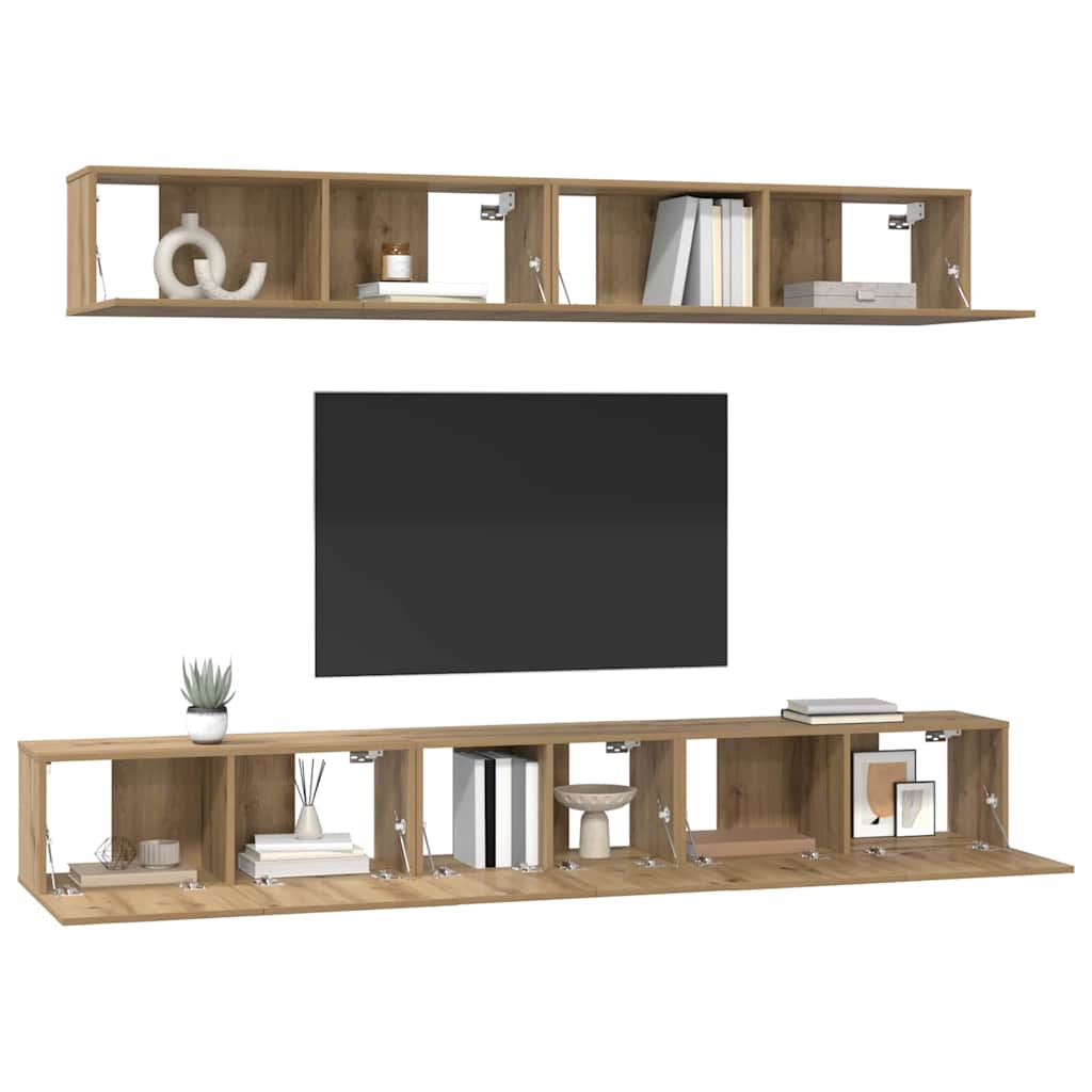 Σετ επίπλου τηλεόρασης 5 pcs Artisan Oak Επεξεργασμένο ξύλο - Pakobazaar