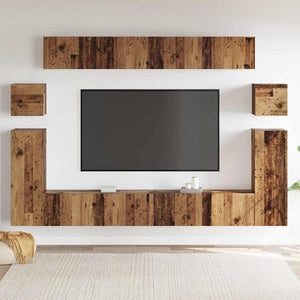 Μονάδες TV Επιτοίχιο 4 pcs Παλιό Ξύλο Επεξεργασμένο ξύλο