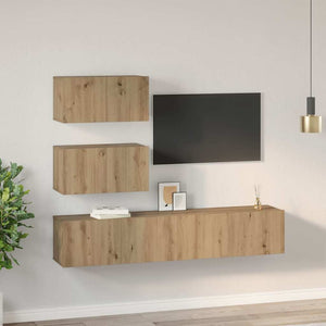 Σετ επίπλου τηλεόρασης 4 pcs Artisan Oak Επεξεργασμένο ξύλο - Pakobazaar