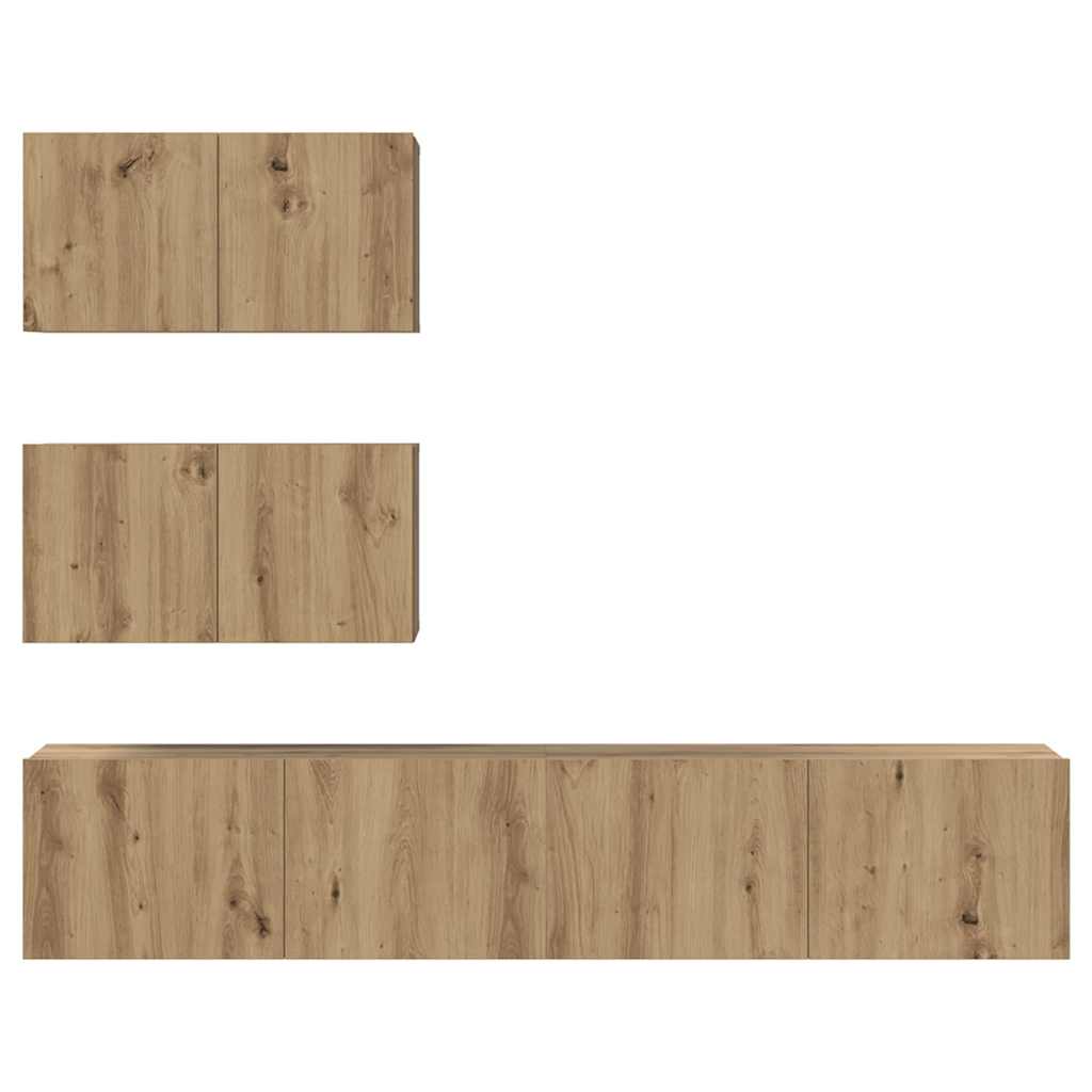 Σετ επίπλου τηλεόρασης 4 pcs Artisan Oak Επεξεργασμένο ξύλο - Pakobazaar