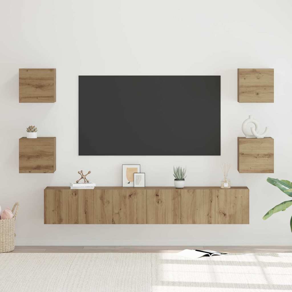 Σετ επίπλου τηλεόρασης 7 pcs Artisan Oak Επεξεργασμένο ξύλο - Pakobazaar