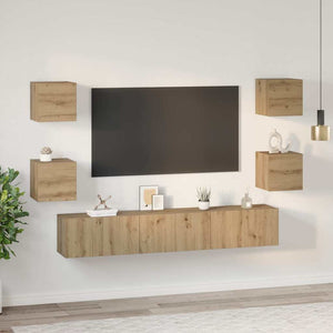 Σετ επίπλου τηλεόρασης 7 pcs Artisan Oak Επεξεργασμένο ξύλο - Pakobazaar