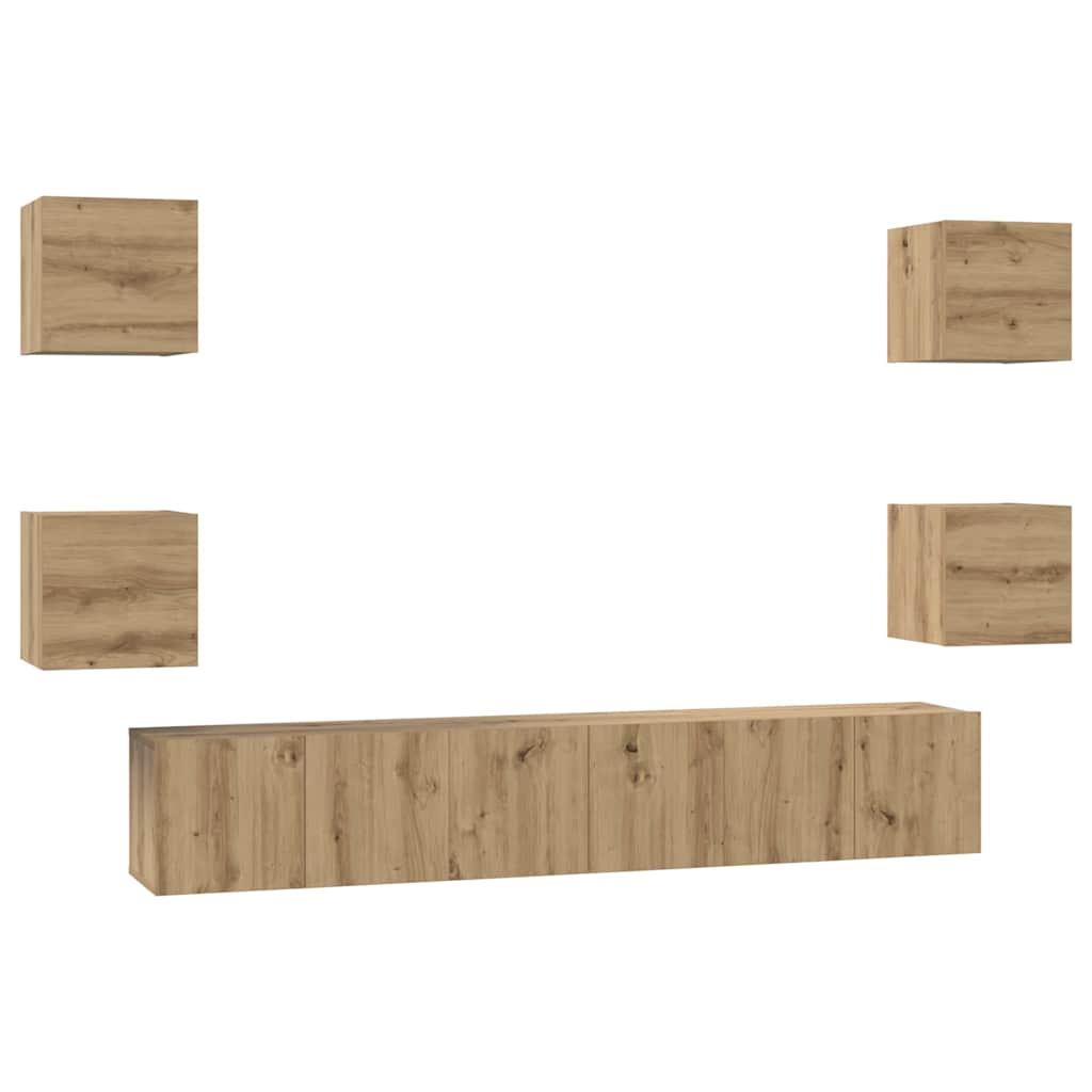Σετ επίπλου τηλεόρασης 7 pcs Artisan Oak Επεξεργασμένο ξύλο - Pakobazaar