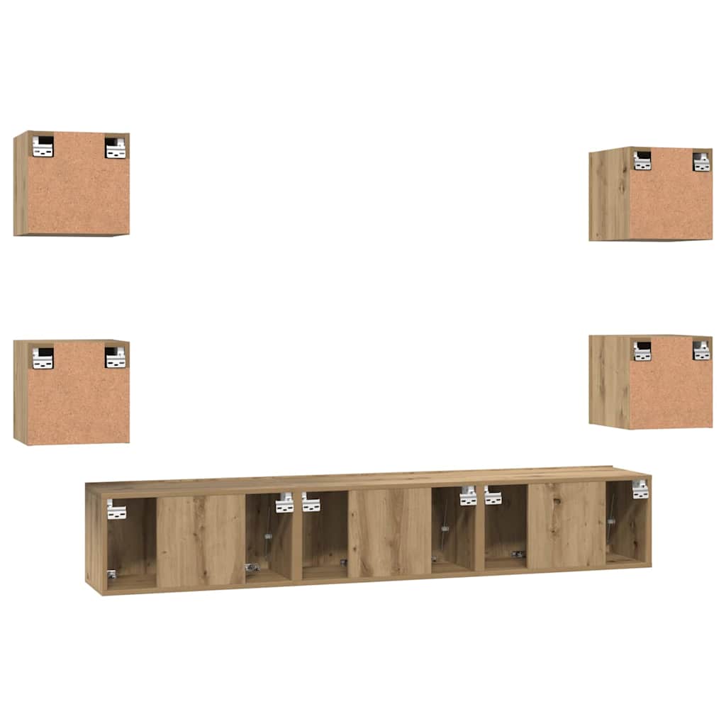 Σετ επίπλου τηλεόρασης 7 pcs Artisan Oak Επεξεργασμένο ξύλο - Pakobazaar