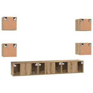 Σετ επίπλου τηλεόρασης 7 pcs Artisan Oak Επεξεργασμένο ξύλο - Pakobazaar