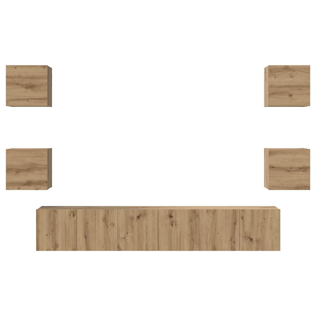 Σετ επίπλου τηλεόρασης 7 pcs Artisan Oak Επεξεργασμένο ξύλο - Pakobazaar