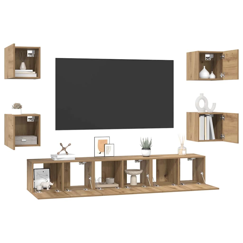 Σετ επίπλου τηλεόρασης 7 pcs Artisan Oak Επεξεργασμένο ξύλο - Pakobazaar