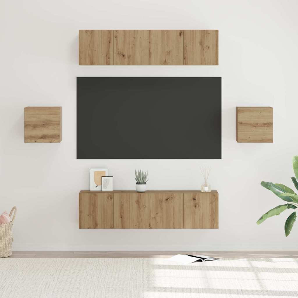 Σετ επίπλου τηλεόρασης 6 pcs Artisan Oak Επεξεργασμένο ξύλο - Pakobazaar