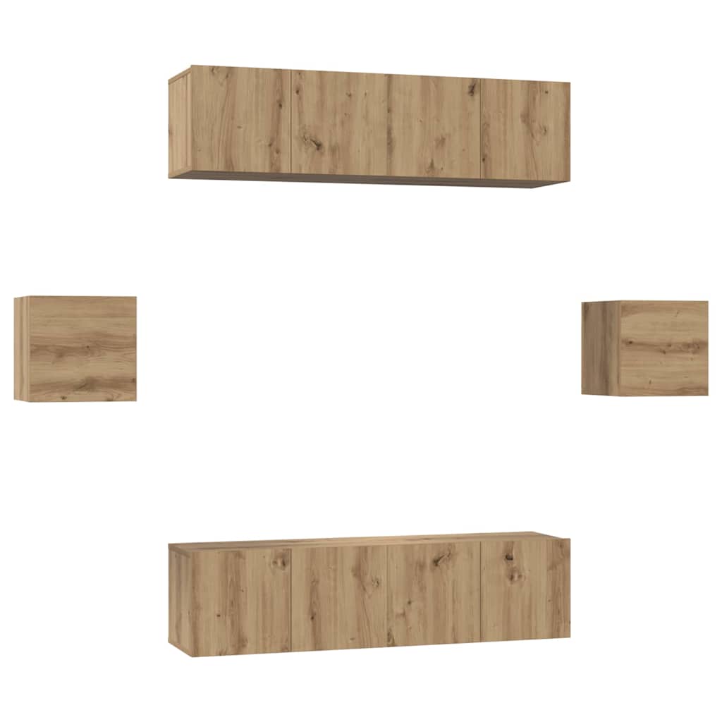 Σετ επίπλου τηλεόρασης 6 pcs Artisan Oak Επεξεργασμένο ξύλο - Pakobazaar