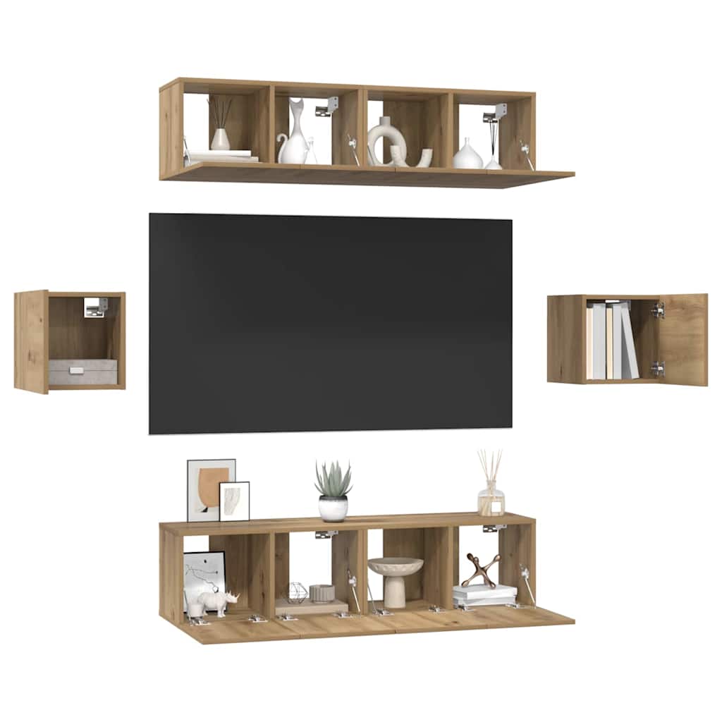 Σετ επίπλου τηλεόρασης 6 pcs Artisan Oak Επεξεργασμένο ξύλο - Pakobazaar