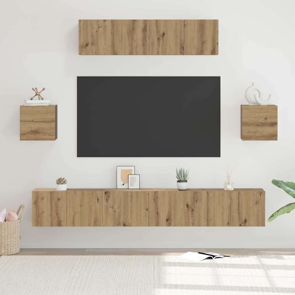Σετ επίπλου τηλεόρασης 7 pcs Artisan Oak Επεξεργασμένο ξύλο - Pakobazaar
