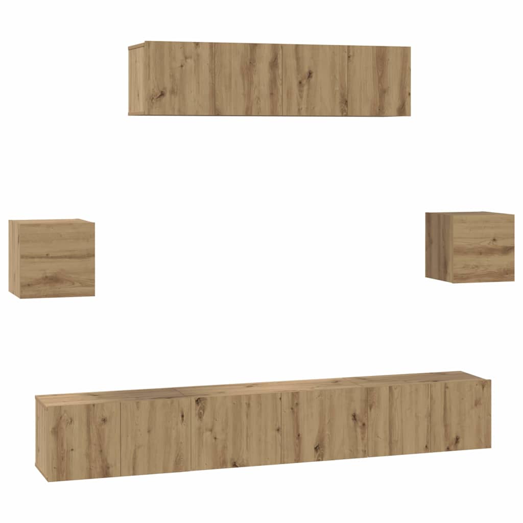 Σετ επίπλου τηλεόρασης 7 pcs Artisan Oak Επεξεργασμένο ξύλο - Pakobazaar