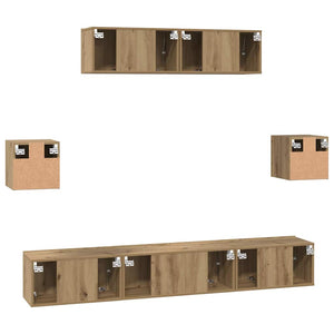 Σετ επίπλου τηλεόρασης 7 pcs Artisan Oak Επεξεργασμένο ξύλο - Pakobazaar