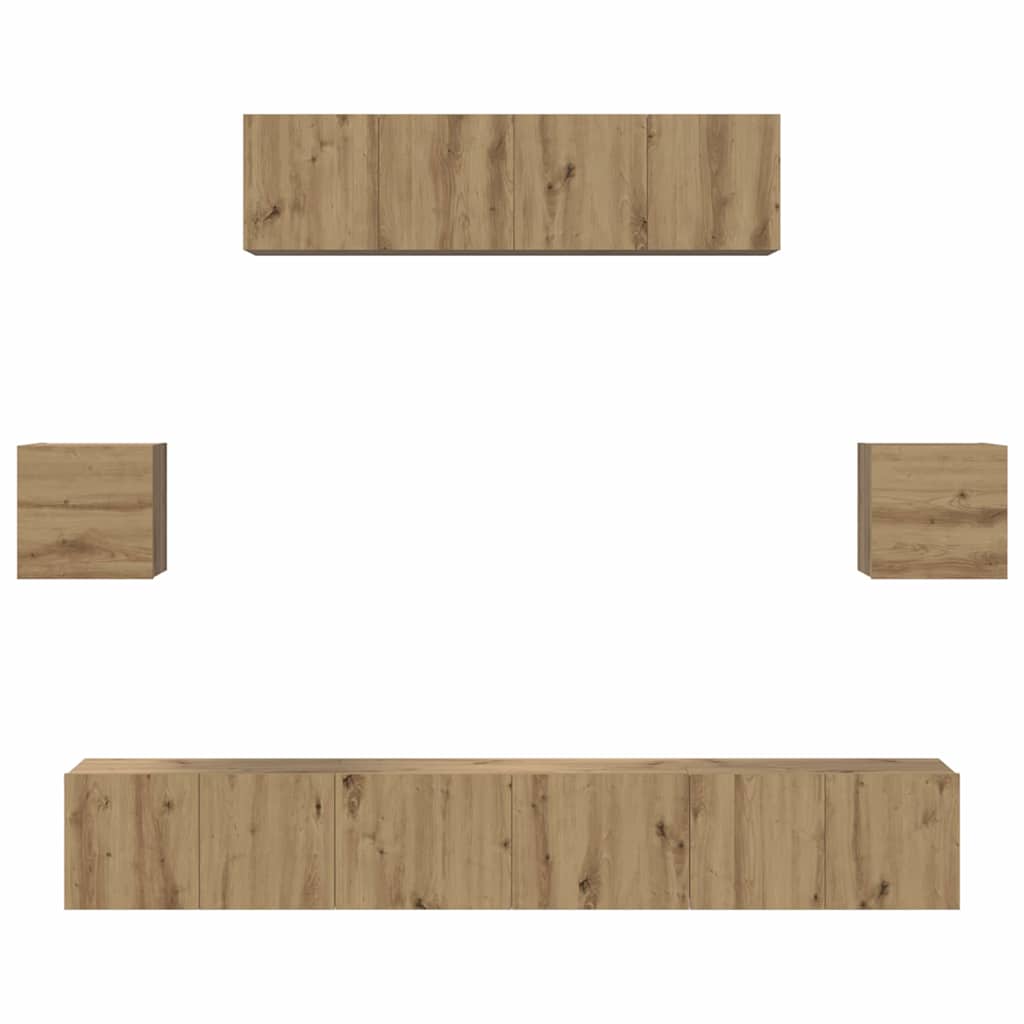 Σετ επίπλου τηλεόρασης 7 pcs Artisan Oak Επεξεργασμένο ξύλο - Pakobazaar