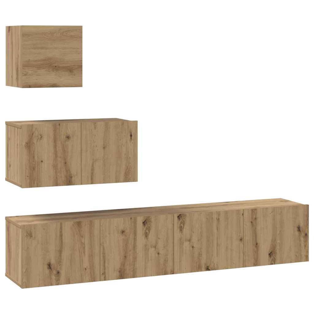 Σετ επίπλου τηλεόρασης 4 pcs Artisan Oak Επεξεργασμένο ξύλο - Pakobazaar