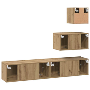 Σετ επίπλου τηλεόρασης 4 pcs Artisan Oak Επεξεργασμένο ξύλο - Pakobazaar