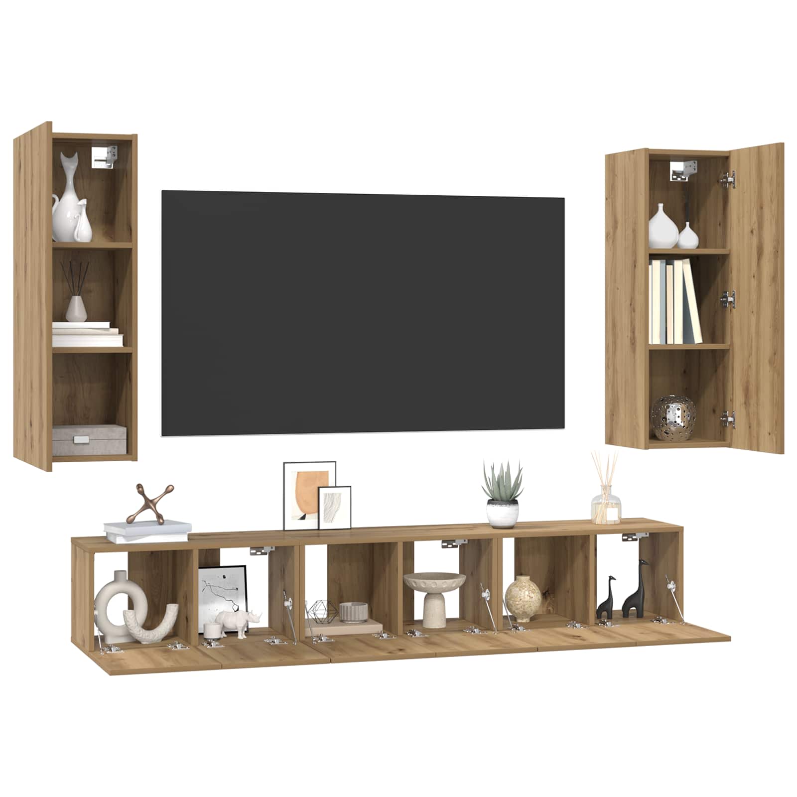Σετ επίπλου τηλεόρασης 5 pcs Artisan Oak Επεξεργασμένο ξύλο