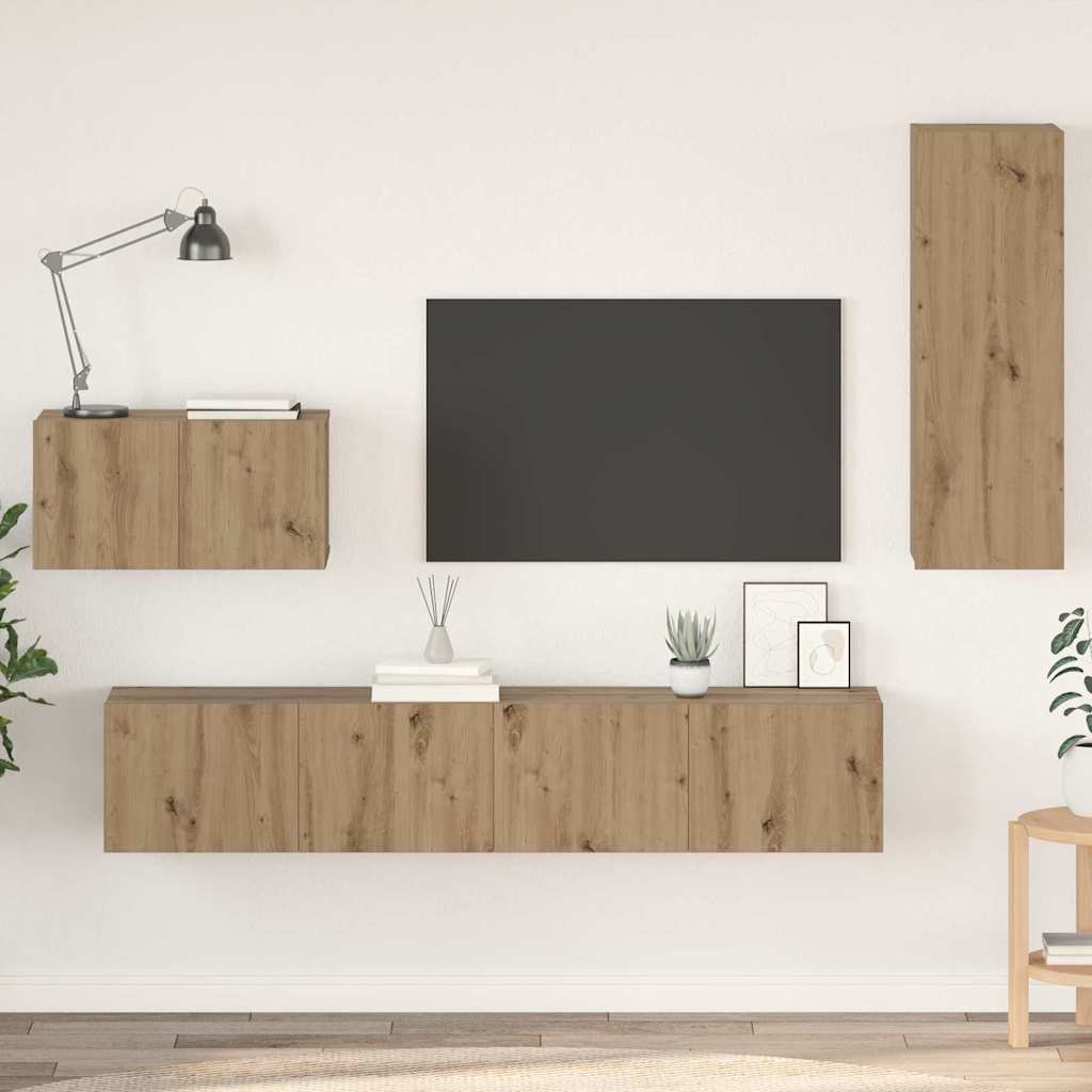 Τηλεοπτική Κάβα Τοίχου 4 pcs Artisan Oak Επεξεργασμένο ξύλο - Pakobazaar