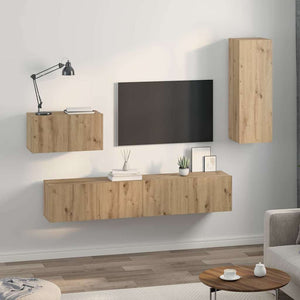 Τηλεοπτική Κάβα Τοίχου 4 pcs Artisan Oak Επεξεργασμένο ξύλο - Pakobazaar