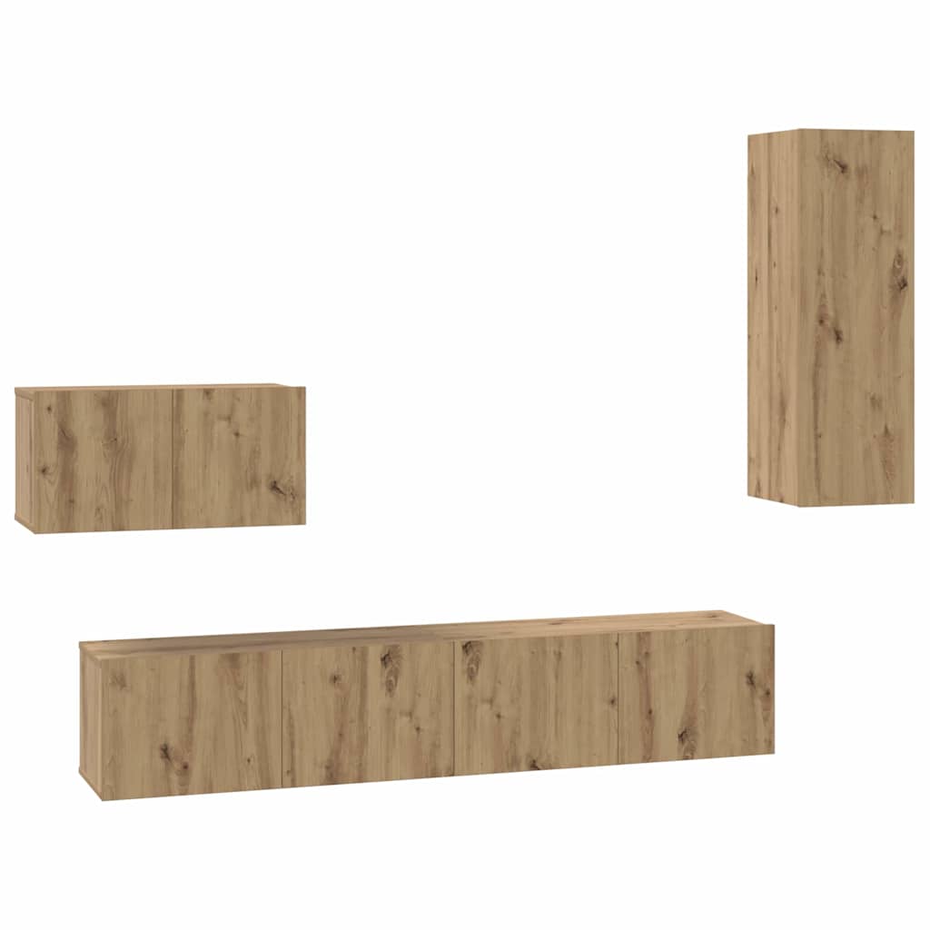 Τηλεοπτική Κάβα Τοίχου 4 pcs Artisan Oak Επεξεργασμένο ξύλο - Pakobazaar