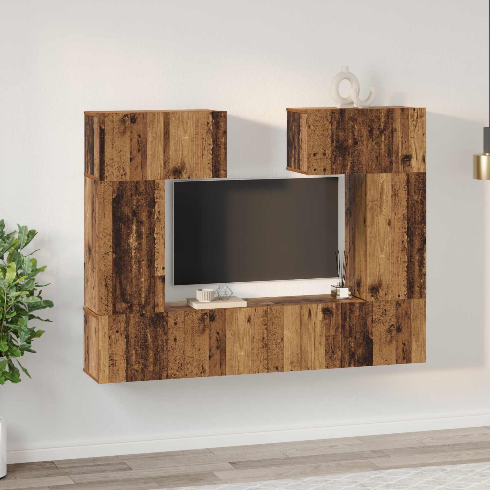 Σετ επίπλου τηλεόρασης 6 τμχ. Artisan Oak Επεξεργασμένο Ξύλο