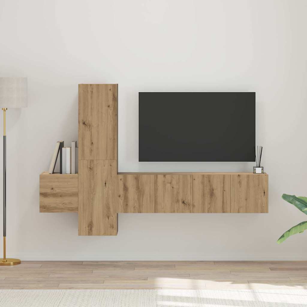 Σετ επίπλου τηλεόρασης 5 τμχ. Artisan Oak Επεξεργασμένο Ξύλο - Pakobazaar