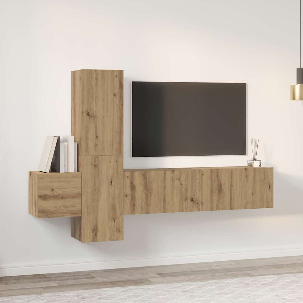 Σετ επίπλου τηλεόρασης 5 τμχ. Artisan Oak Επεξεργασμένο Ξύλο - Pakobazaar