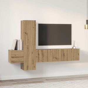 Σετ επίπλου τηλεόρασης 5 τμχ. Artisan Oak Επεξεργασμένο Ξύλο - Pakobazaar