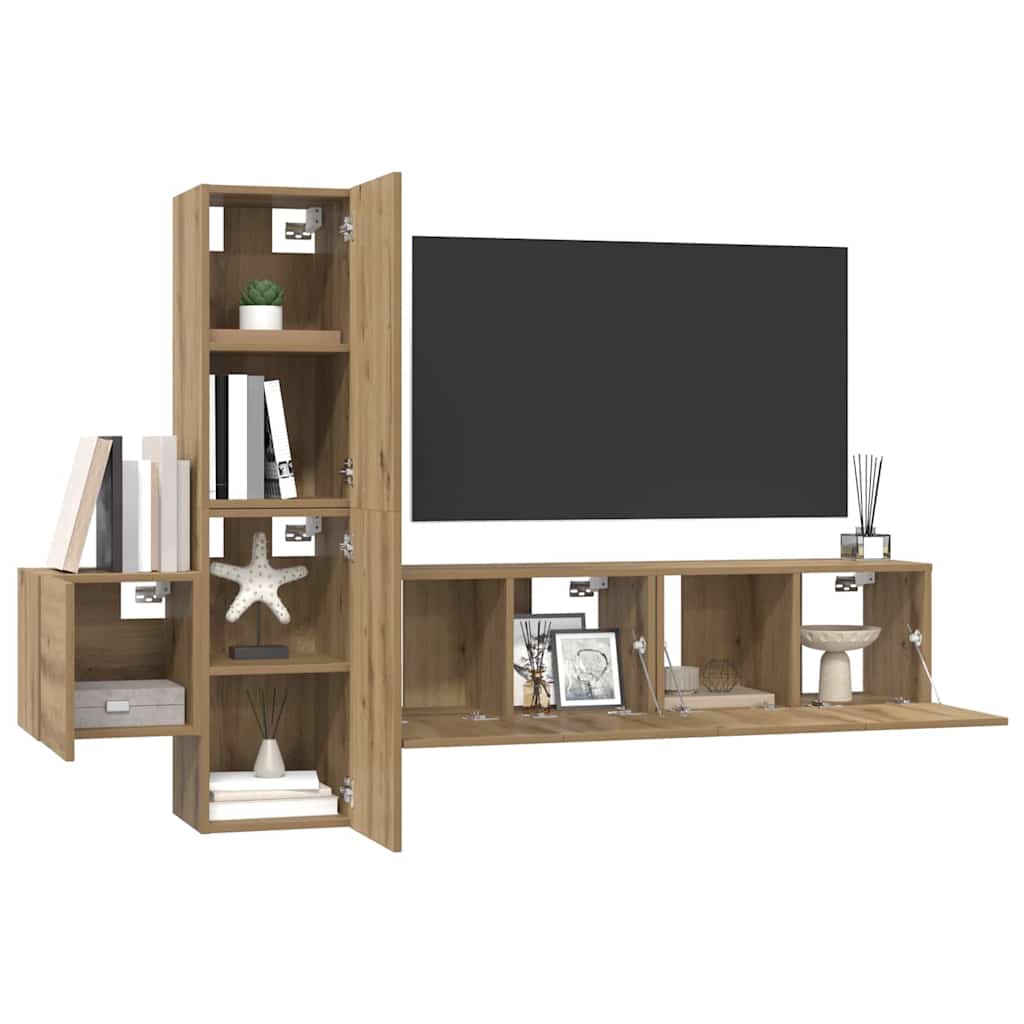 Σετ επίπλου τηλεόρασης 5 τμχ. Artisan Oak Επεξεργασμένο Ξύλο - Pakobazaar