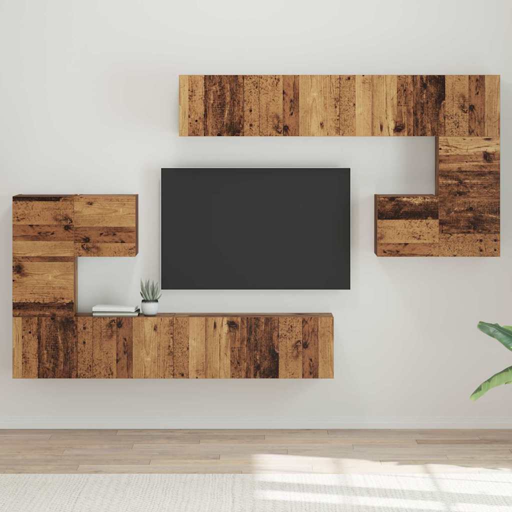 Μονάδες TV Επιτοίχιο 4 pcs Παλιό Ξύλο Επεξεργασμένο ξύλο - Pakobazaar