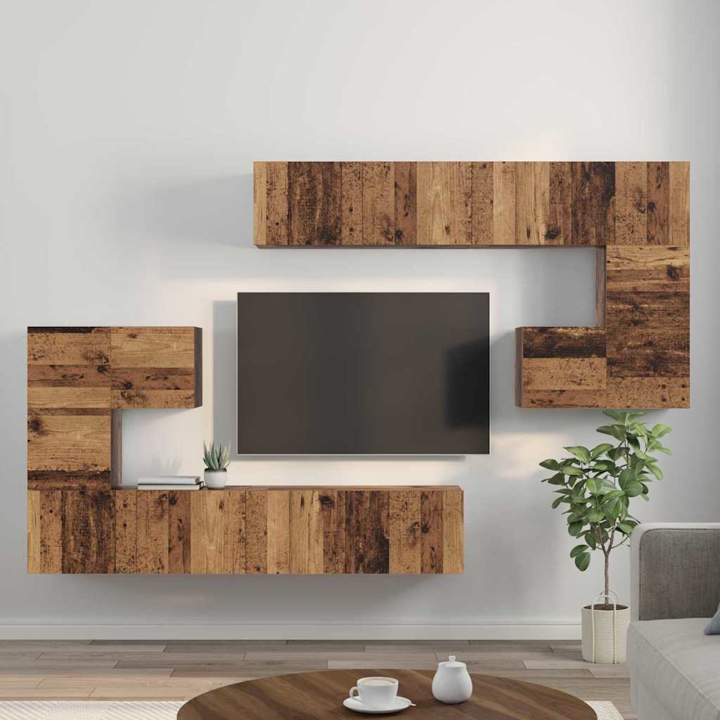 Μονάδες TV Επιτοίχιο 4 pcs Παλιό Ξύλο Επεξεργασμένο ξύλο - Pakobazaar