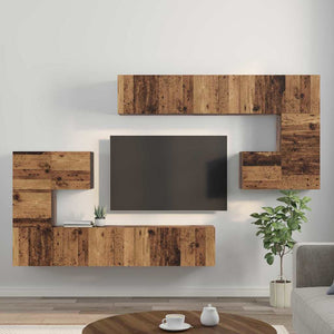 Μονάδες TV Επιτοίχιο 4 pcs Παλιό Ξύλο Επεξεργασμένο ξύλο - Pakobazaar