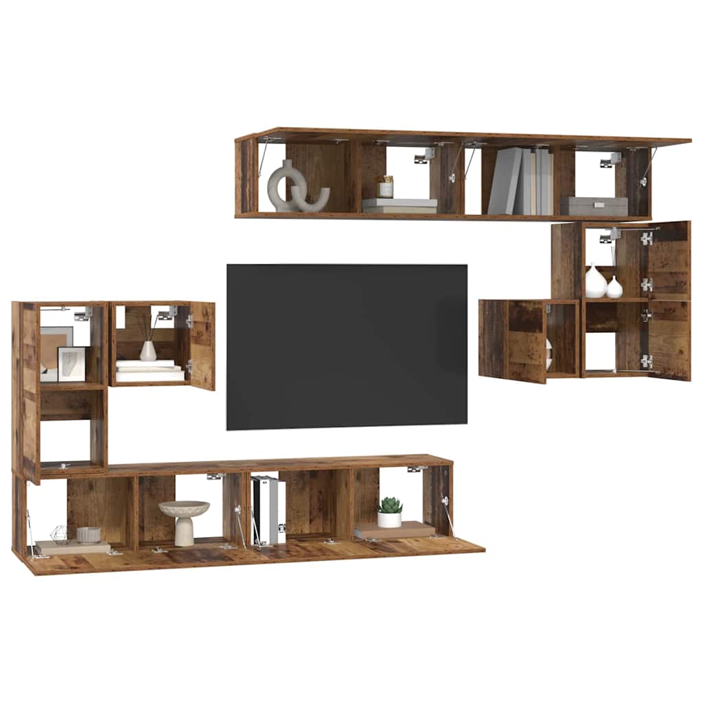 Μονάδες TV Επιτοίχιο 4 pcs Παλιό Ξύλο Επεξεργασμένο ξύλο - Pakobazaar