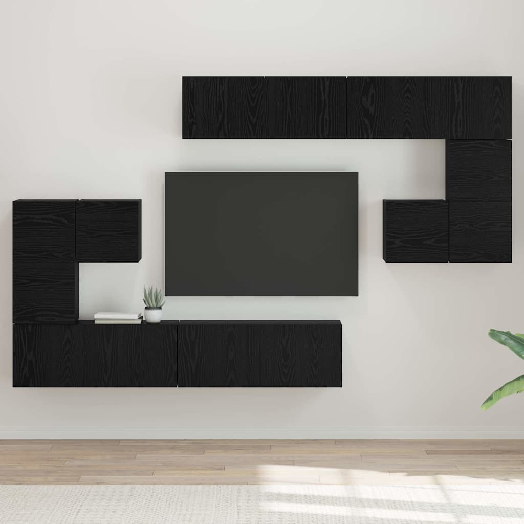 Μονάδες TV Επιτοίχιο 4 pcs Μαύρη Οξυά Επεξεργασμένο ξύλο - Pakobazaar