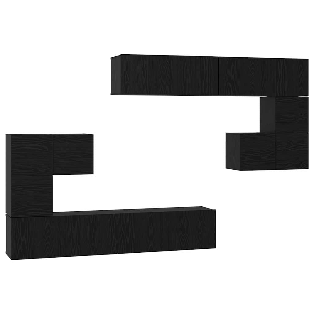 Μονάδες TV Επιτοίχιο 4 pcs Μαύρη Οξυά Επεξεργασμένο ξύλο - Pakobazaar