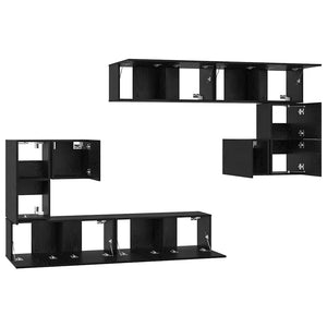 Μονάδες TV Επιτοίχιο 4 pcs Μαύρη Οξυά Επεξεργασμένο ξύλο - Pakobazaar