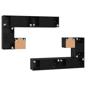 Μονάδες TV Επιτοίχιο 4 pcs Μαύρη Οξυά Επεξεργασμένο ξύλο - Pakobazaar