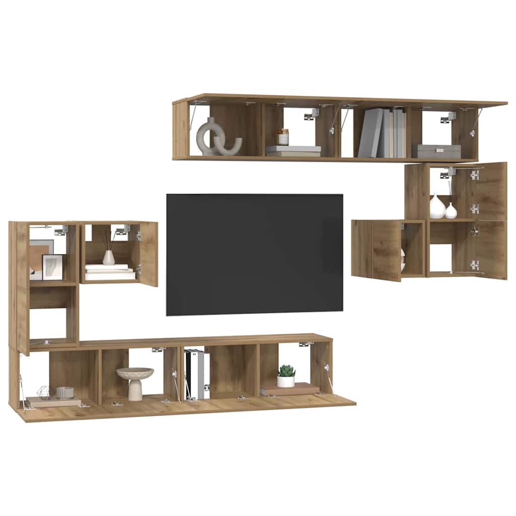Μονάδες TV Επιτοίχιο 4 pcs Artisan Oak Επεξεργασμένο ξύλο - Pakobazaar