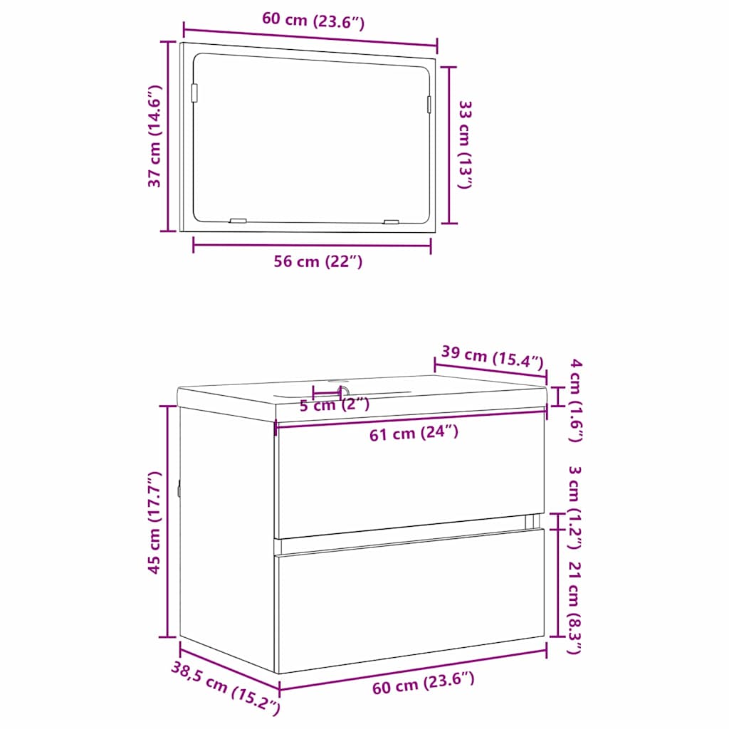 Σετ Επίπλων Μπάνιου 3 pcs Artisan Oak Επεξεργασμένο ξύλο - Pakobazaar