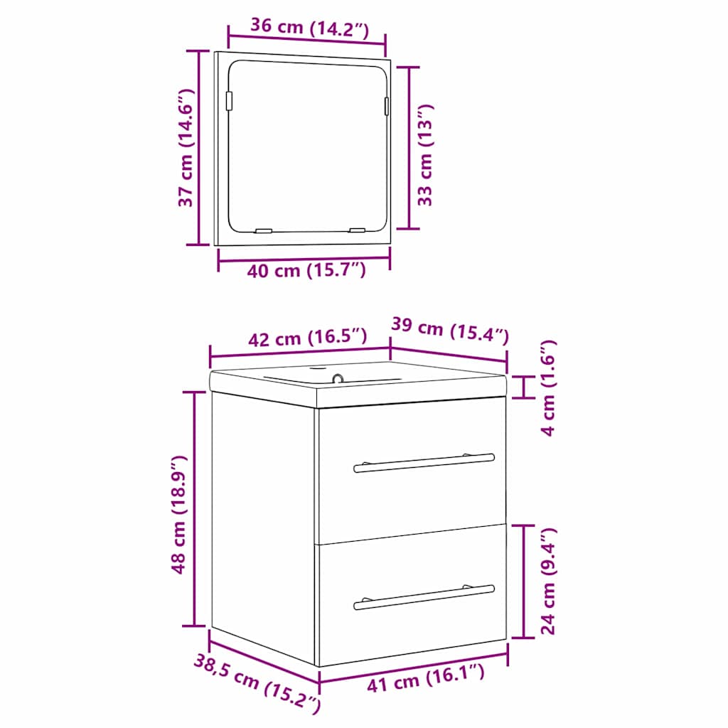 Σετ Επίπλων Μπάνιου 2 pcs Παλιό Ξύλο Επεξεργασμένο ξύλο