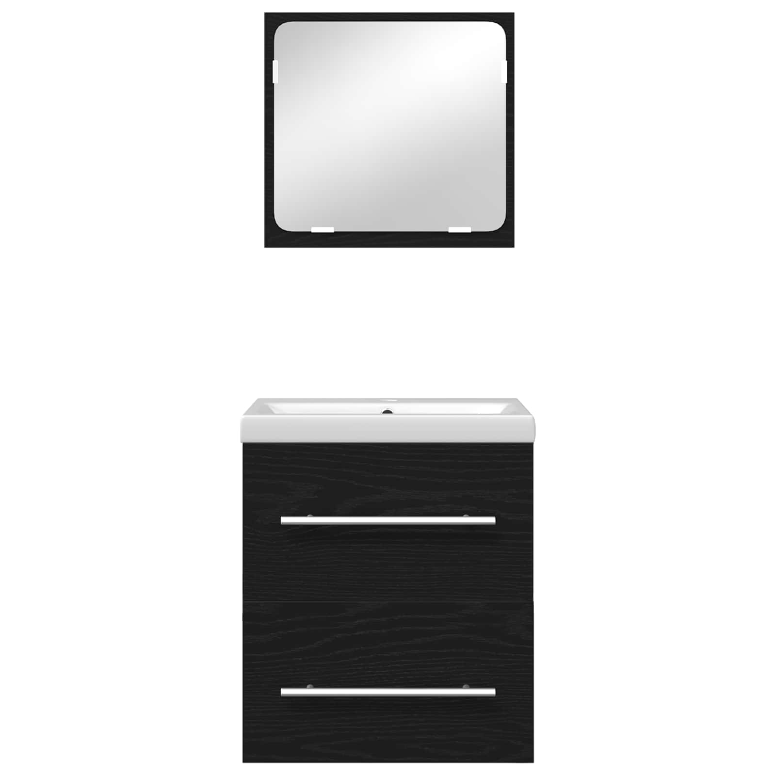 Σετ Επίπλων Μπάνιου 2 pcs Μαύρη Οξυά Επεξεργασμένο ξύλο - Pakobazaar