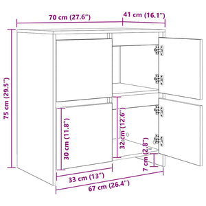 Παραδοσιακά Πλευρικά Έπιπλα 2 pcs Μαύρη δρυς 70 x 41 x 75 εκ. - Pakobazaar