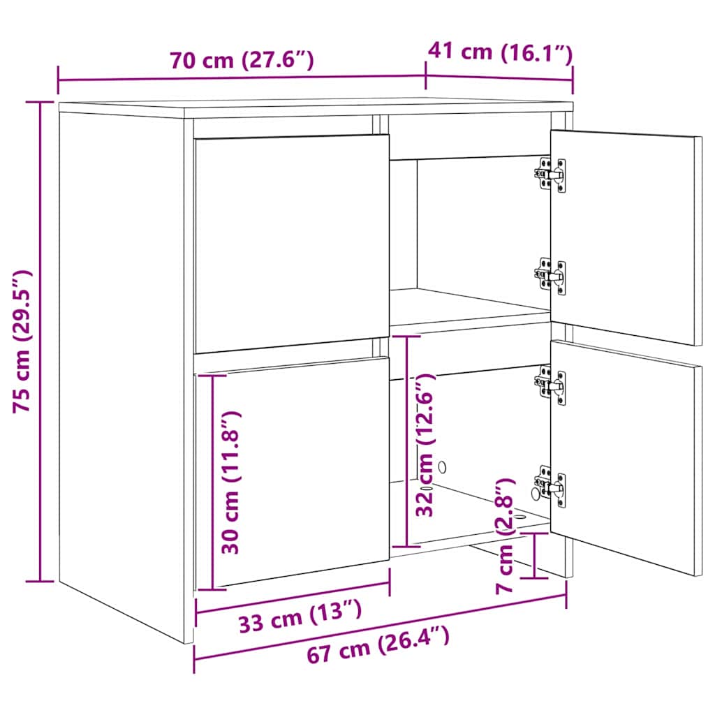 Παραδοσιακά Πλευρικά Έπιπλα 2 pcs artisan δρυς 70 x 41 x 75 εκ.