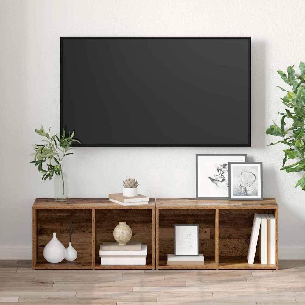 Σετ επίπλου τηλεόρασης 2 pcs Παλιό Ξύλο 37 x 35 x 72 εκ.