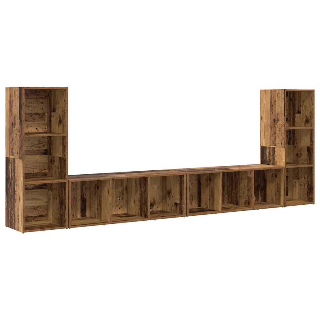 Σετ επίπλου τηλεόρασης 4 pcs Παλιό Ξύλο 37 x 35 x 107 εκ