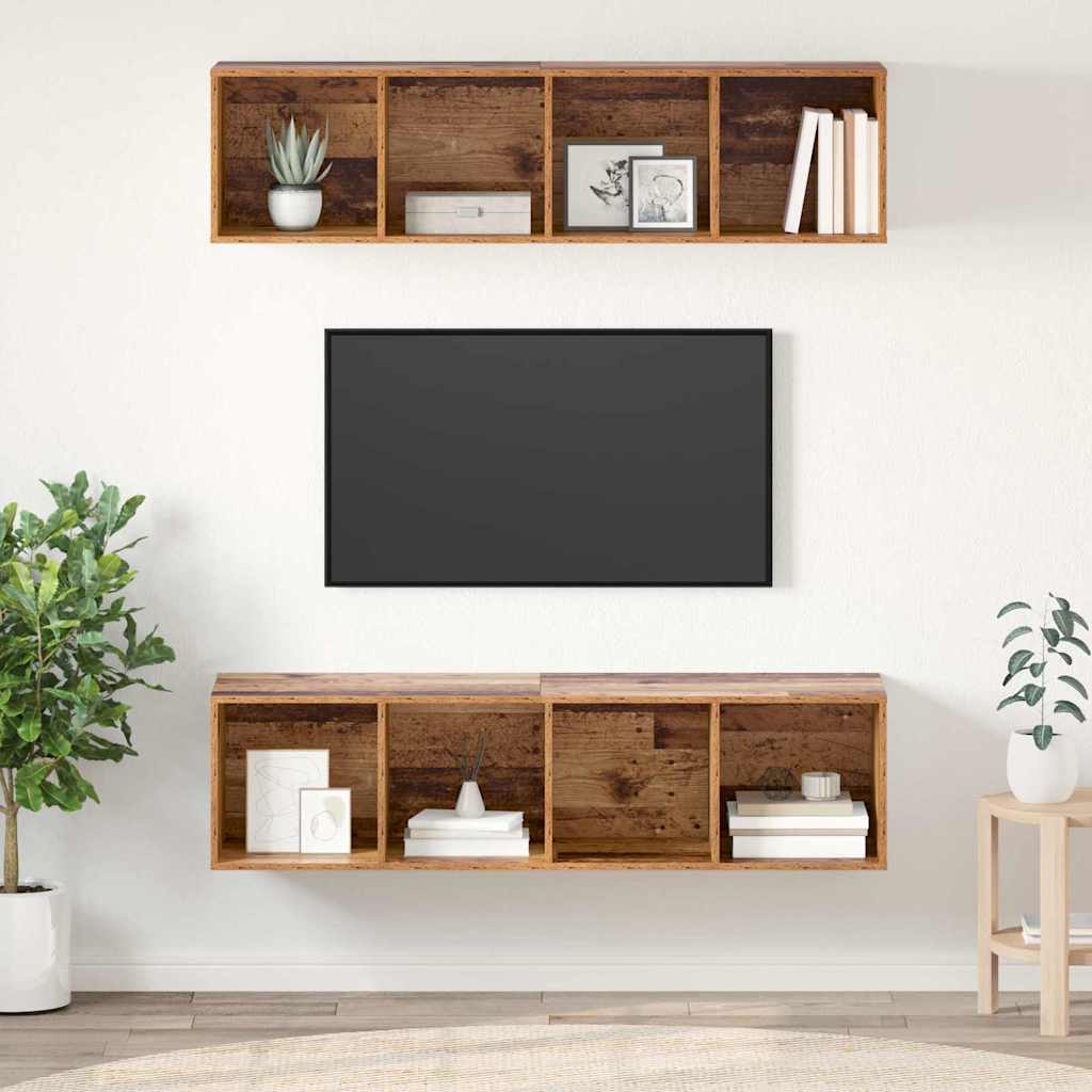 Σετ επίπλου τηλεόρασης 2 pcs Παλιό Ξύλο 37 x 37 x 142,5 εκ