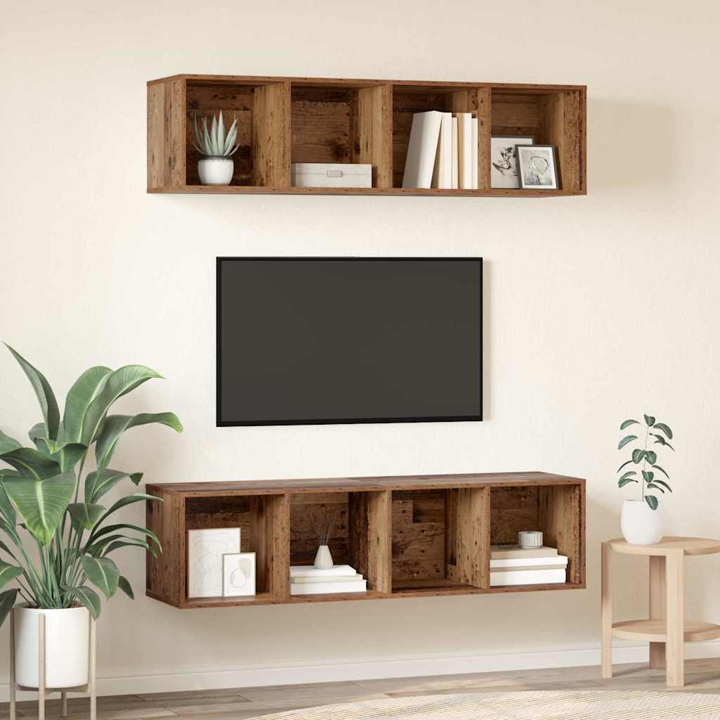 Σετ επίπλου τηλεόρασης 2 pcs Παλιό Ξύλο 37 x 37 x 142,5 εκ