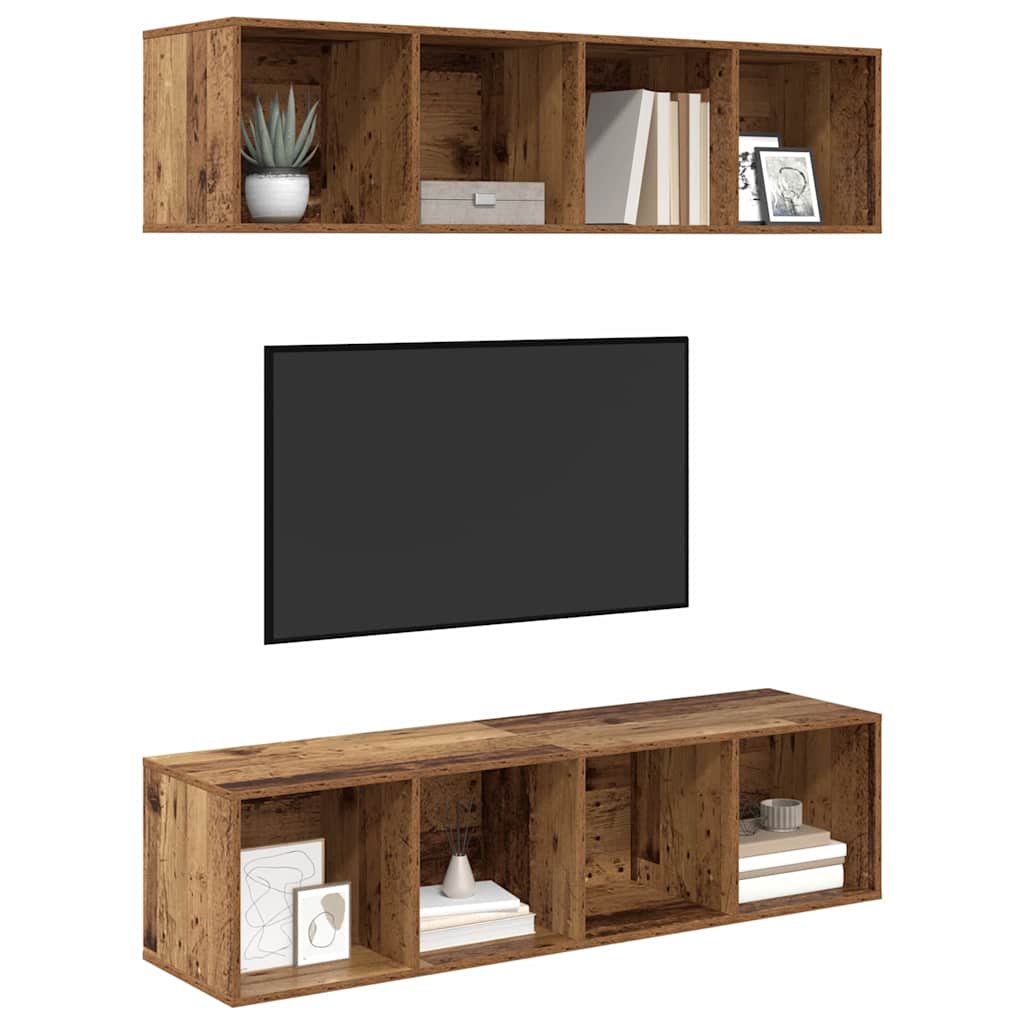 Σετ επίπλου τηλεόρασης 2 pcs Παλιό Ξύλο 37 x 37 x 142,5 εκ