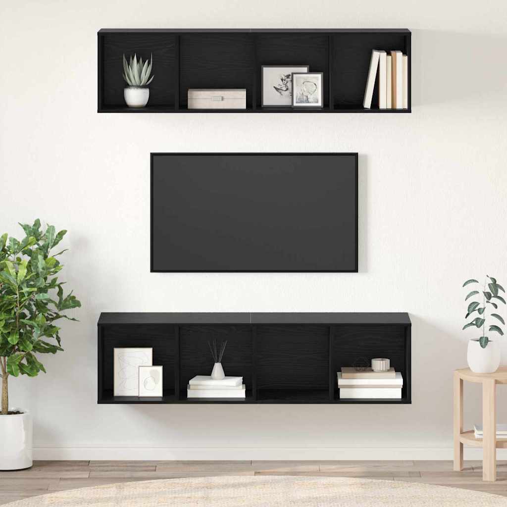 Σετ επίπλου τηλεόρασης 2 pcs Μαύρη Οξυά 37 x 37 x 142,5 εκ